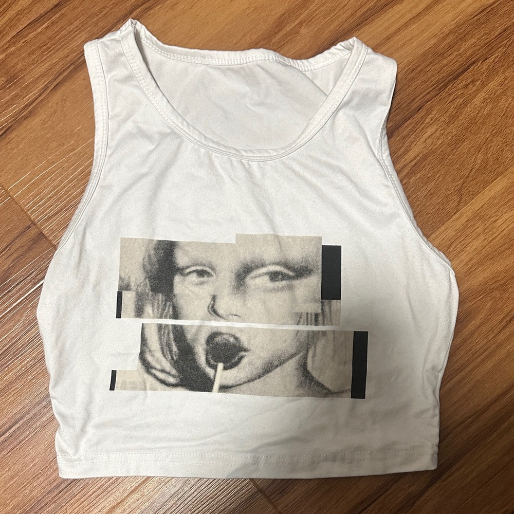 Graphic White Crop Top